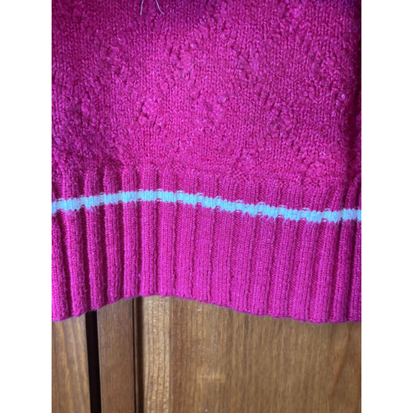 Maeve by Anthropologie Tilly Pullover Sweater V-Neck Cable Knit Varsity Pink W L - Picture 9 of 13
